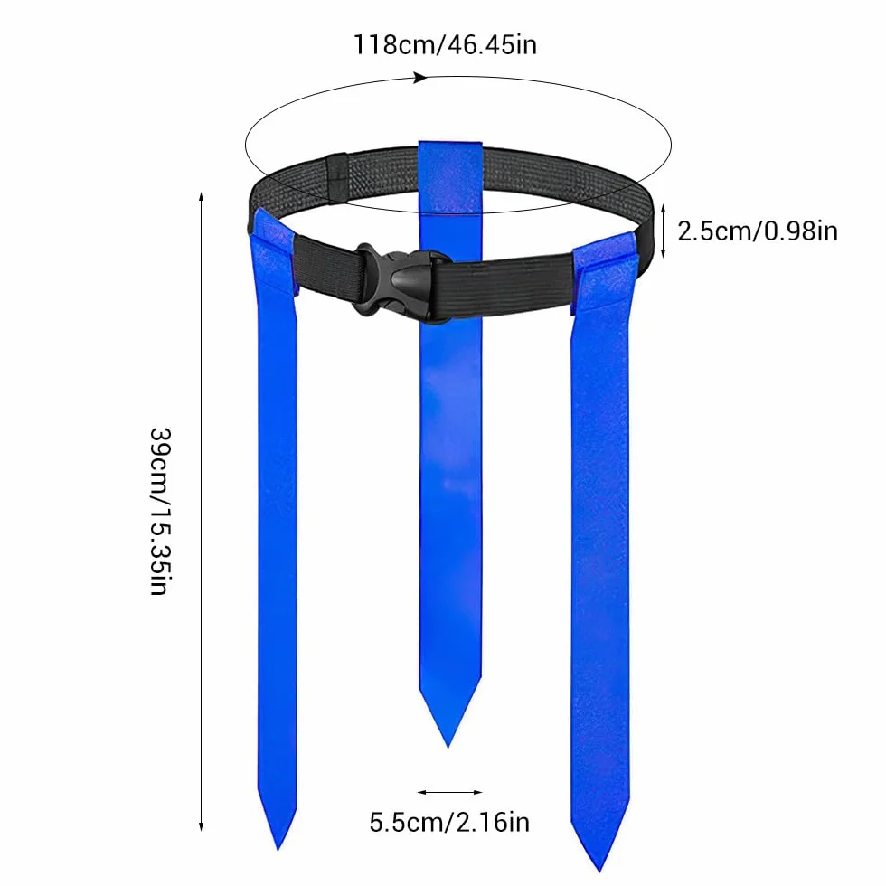 MiOYOOW - Juego de banderas de fútbol, 8 cinturones de fútbol con bandera ajustable, 24 banderas, rojo + azul, con bolsa de almacenamiento, accesorios para la competición de entrenamiento de los