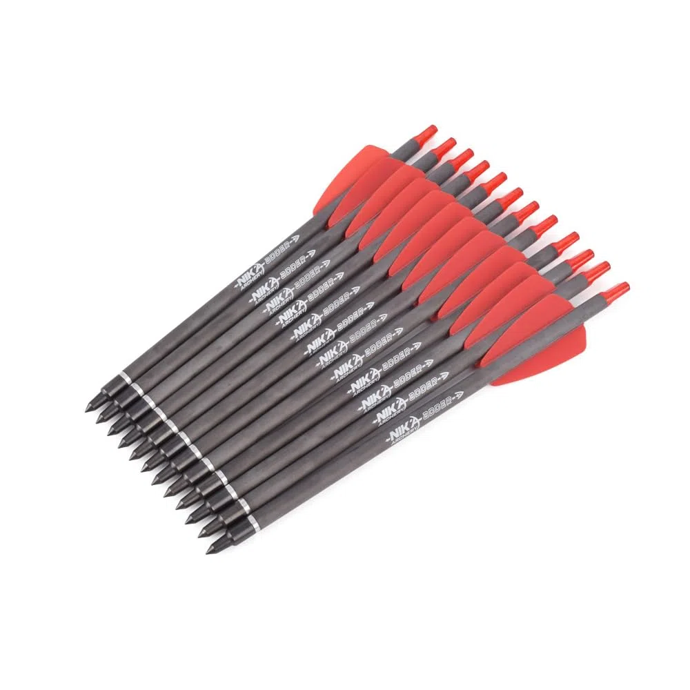 12 piezas de pernos de ballesta de carbono de 7.5 "para flechas de tiro con arco del sistema Cobra Adder de ballesta, flechas de caza con flecha de 2" con punta de punta de flecha de repuesto