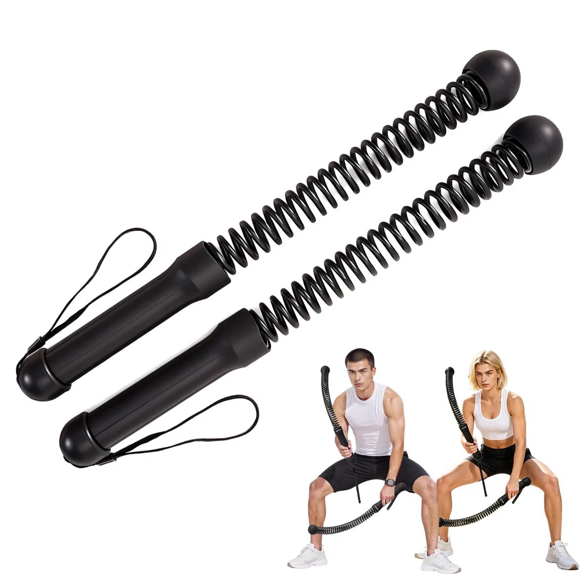 Cuerdas de Batalla con Peso Sin Cuerda (1 Pareja) - Battle Ropes Silenciosas para Entrenamiento en Casa - Equipo Fitness Portátil de Alta Resistencia - Ideal para Tonificar Brazos, Core y Cardio