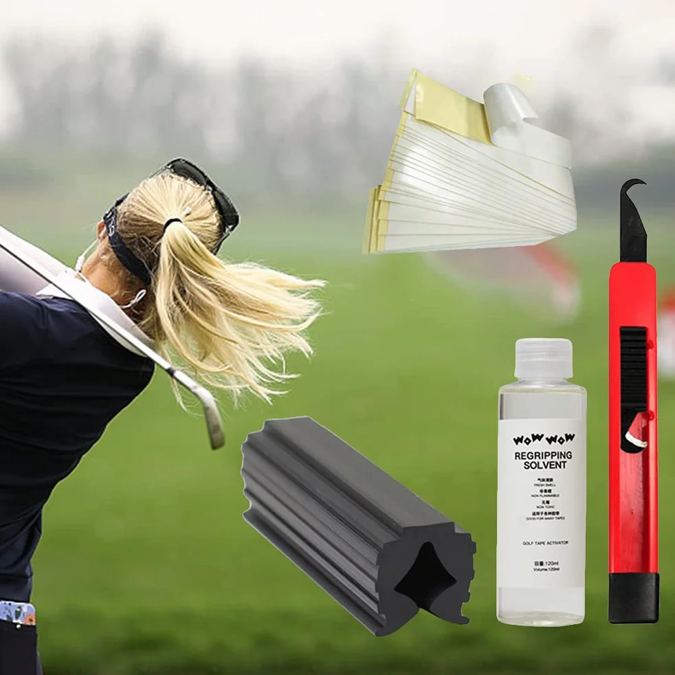 Kit de Agarre de Golf, Kit de regripping de Golf con 15 Cintas y disolvente de Hoja de Gancho de Abrazadera de Tornillo de Banco, Conductores de Golf, cuñas, hierros, reparación de Ejes