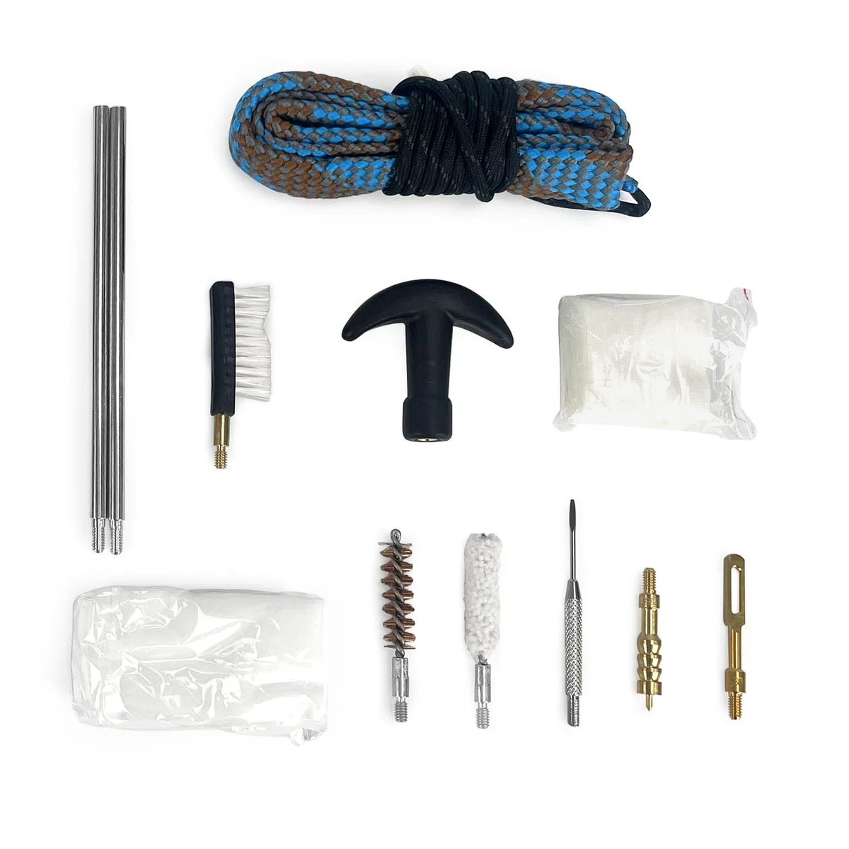 GUGULUZA 357cal - Kit de limpieza de armas para pistola de 9 mm, incluye cuerda de limpieza de barril, cepillo y soporte para parches