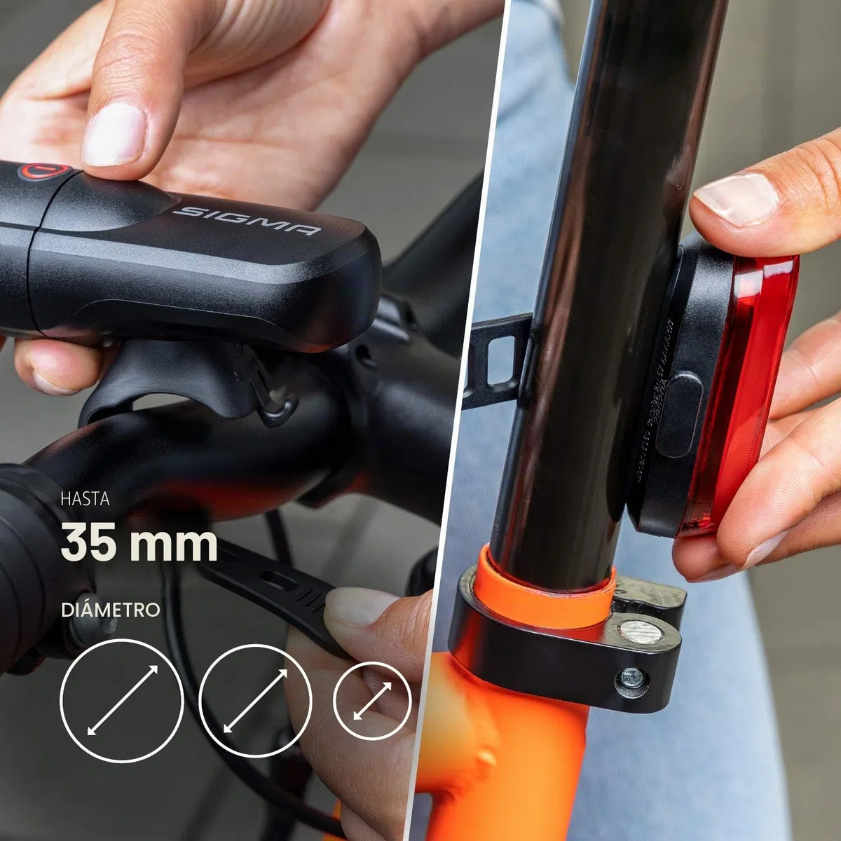 SIGMA Aura 30 & Curve | Kit de Luces de Bicicleta a Pilas | Montaje sin Herramientas | Protección antisalpicaduras | Luces de Bicicleta Delanteras + traseras
