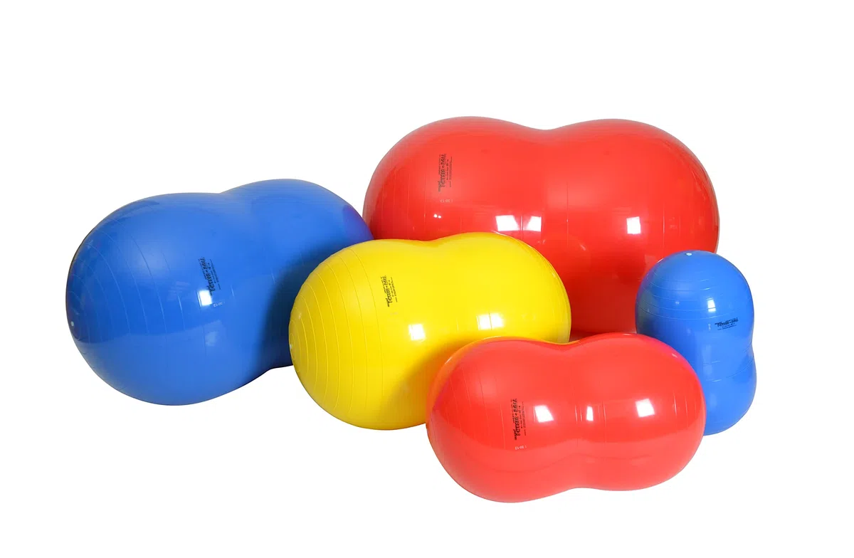 Gymnic Physio Roll, Pelota Doble Amarillo, Ideal para Fisioterapia, Ejercicios de Equilibrio, coordinación y Apoyo terapéutico en niños, Adultos y Ancianos
