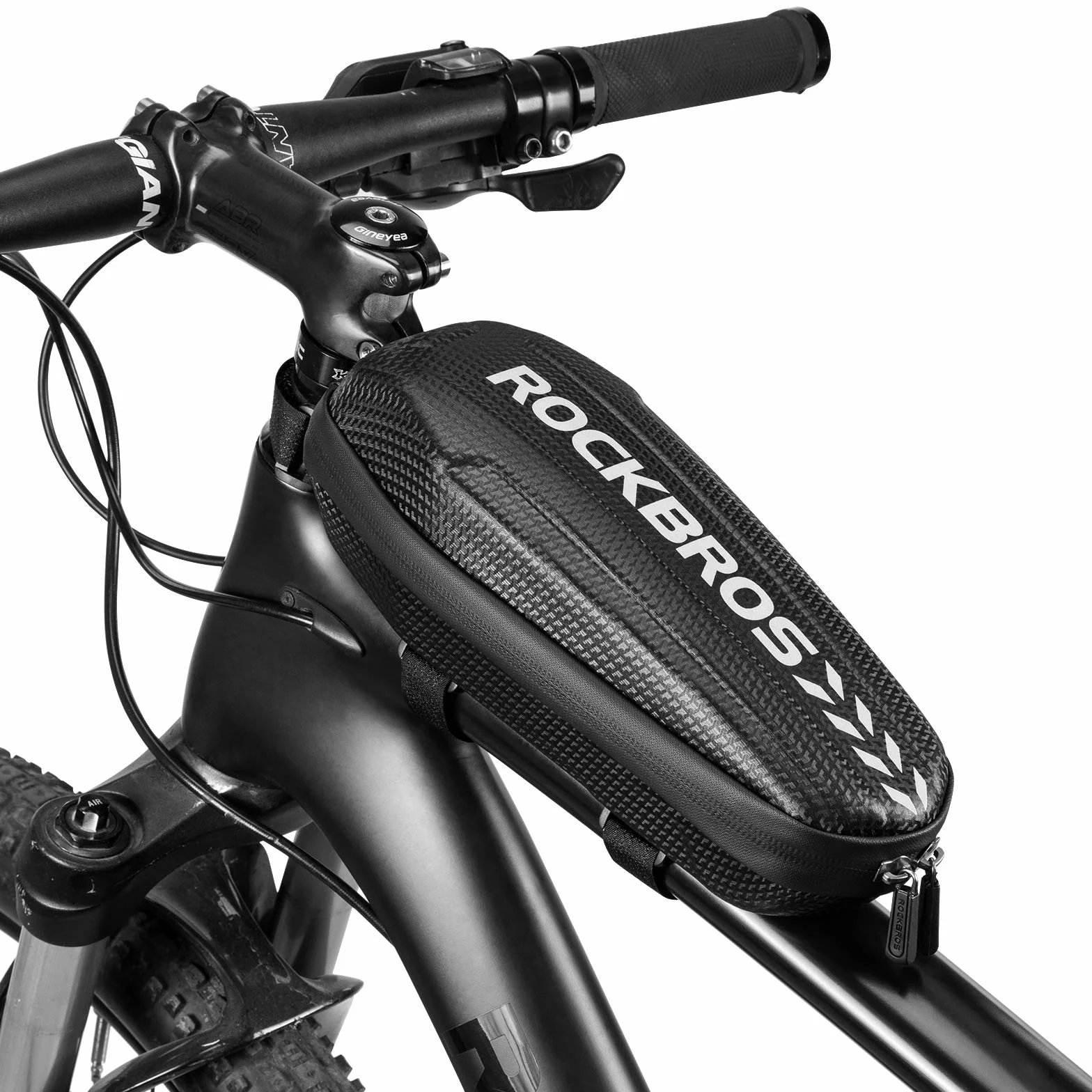 ROCKBROS Bolsa Cuadro/Sillín Bicicleta MTB Carretera Rígida a Prueba de Agua para Teléfono Móvil de 6,0/6,5 Pulgadas, Negro