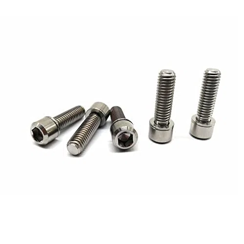 RISON-Titanium Pernos de Vástago de Bicicleta en Titanio M5x16mm, 5 Piezas Tornillos de Varilla de Bicicleta Pernos de Fijación para Potencia Bici, Soporte de Botella de Agua Bici MTB