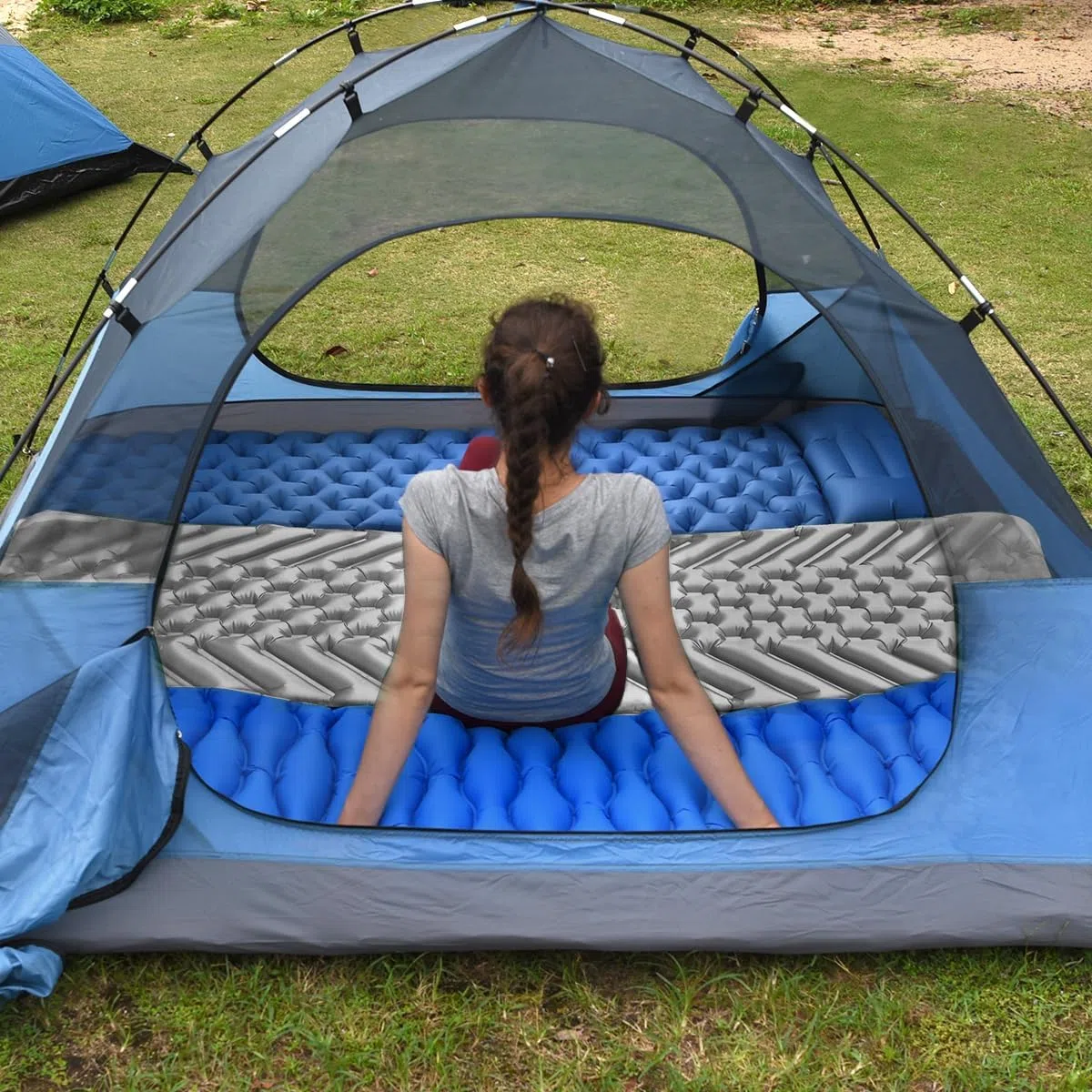 Esterilla Isotérmica para Camping al Aire Libre - Colchoneta Inflable Ultraligera, Impermeable, Plegable, Colchón de Aire de Tamaño Pequeño Grey
