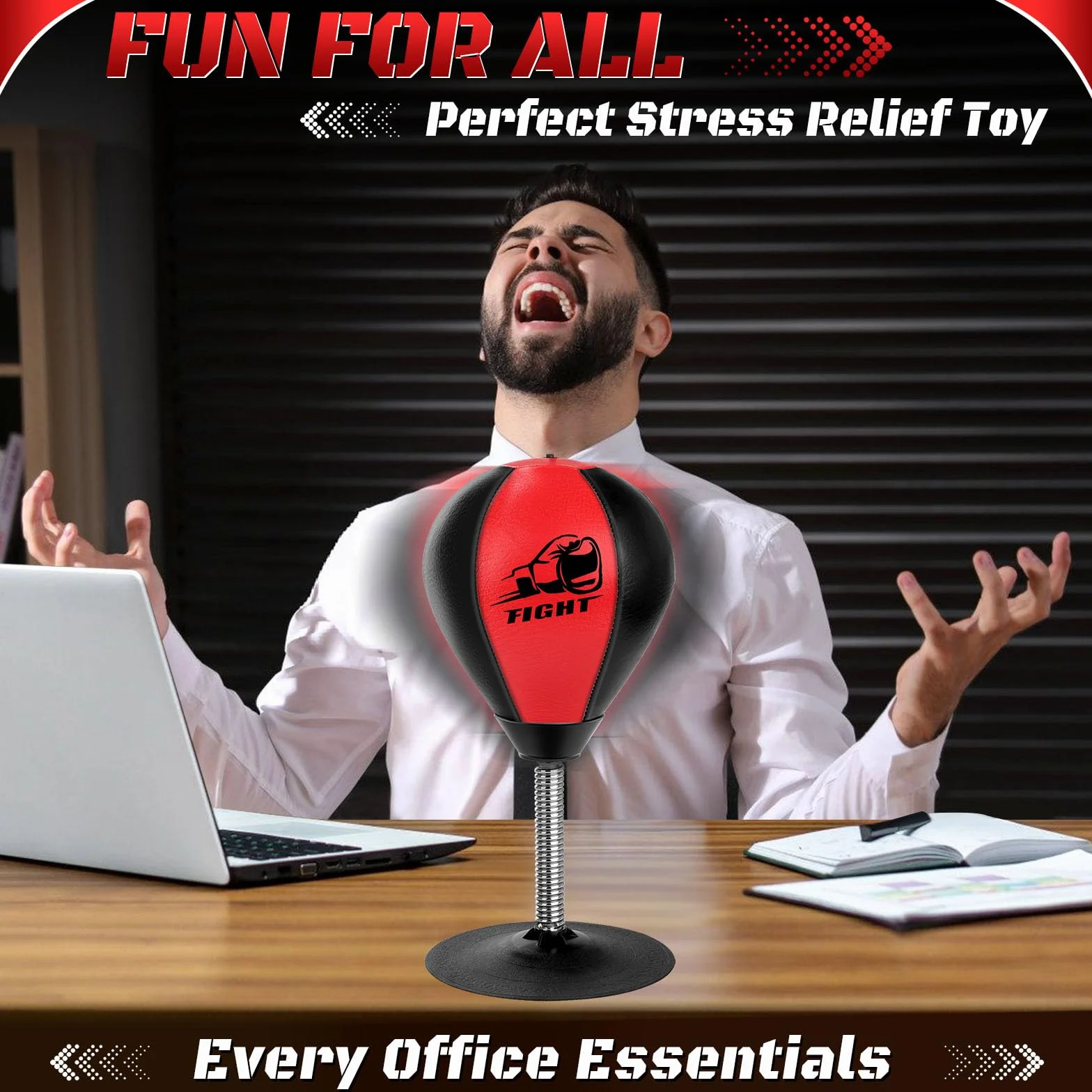 NZQXJXZ Saco de Boxeo de Escritorio, Bolsa de Boxeo con Ventosa Súper Fuerte, Punching Ball, Antiestrés con Ventosa para Mesa de Oficina y Mostradores, Regalo para Amigos o Compañeros de Trabajo