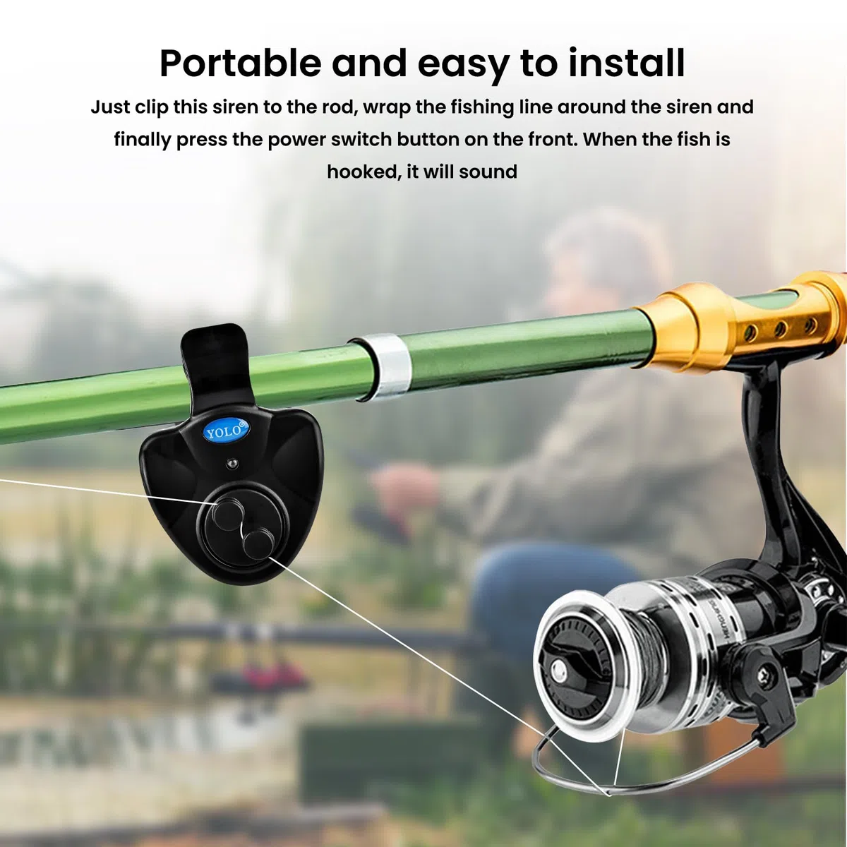 Vegena Alarma electrónica de picada de pesca, 4 unidades electrónica, alarma electrónica de mordida, juego de pesca sensible, indicador electrónico con indicador luminoso LED