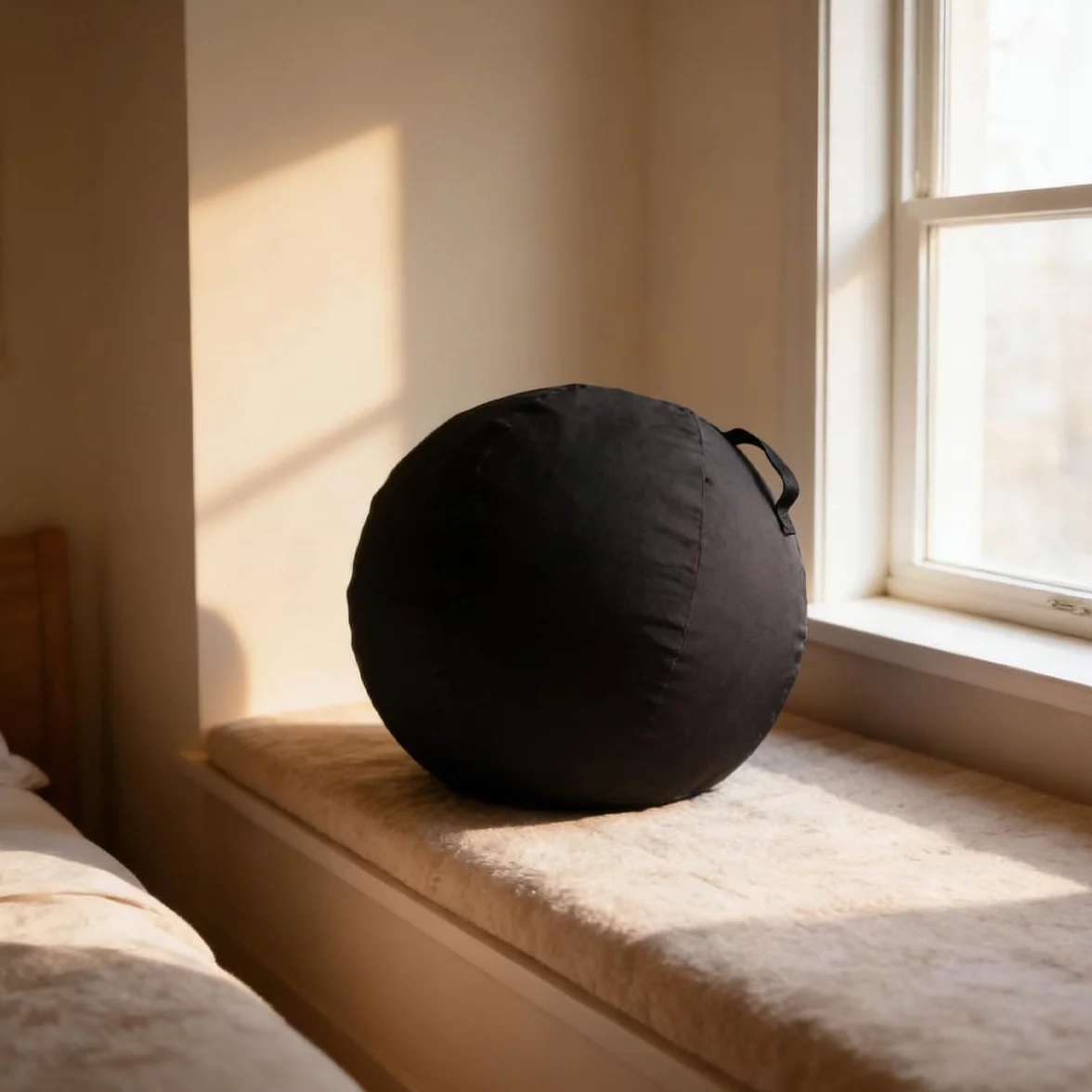 Funda protectora para pelotas de yoga de 65 cm, funda de tela de algodón transpirable con asa de transporte para entrenamiento físico (gris oscuro)