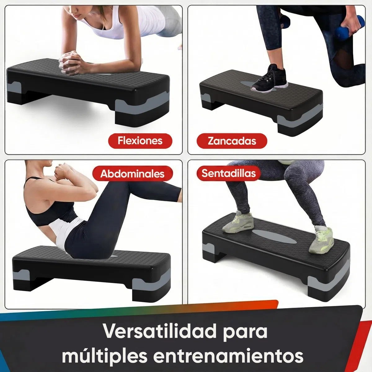 Ultasport Step de Aeróbic I Steps Fitness I Antideslizante, Ajustable en 2 Alturas I Stepper para Ejercicio en Casa, Stepboard, Stepbench 68 x 28 cm, Gris