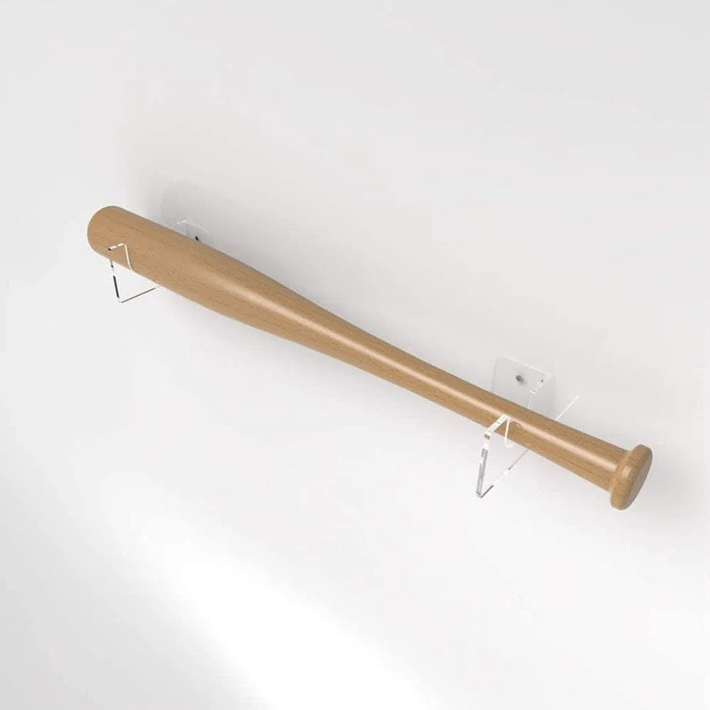 2 Piezas Bate de Béisbol Montado Pared, Percha de Bate de Béisbol, Soporte de Exhibición de Bate de Béisbol Horizontal de Montaje Acrílico Transparente, para Bate Béisbol, Softbol, ​​Palo Hockey