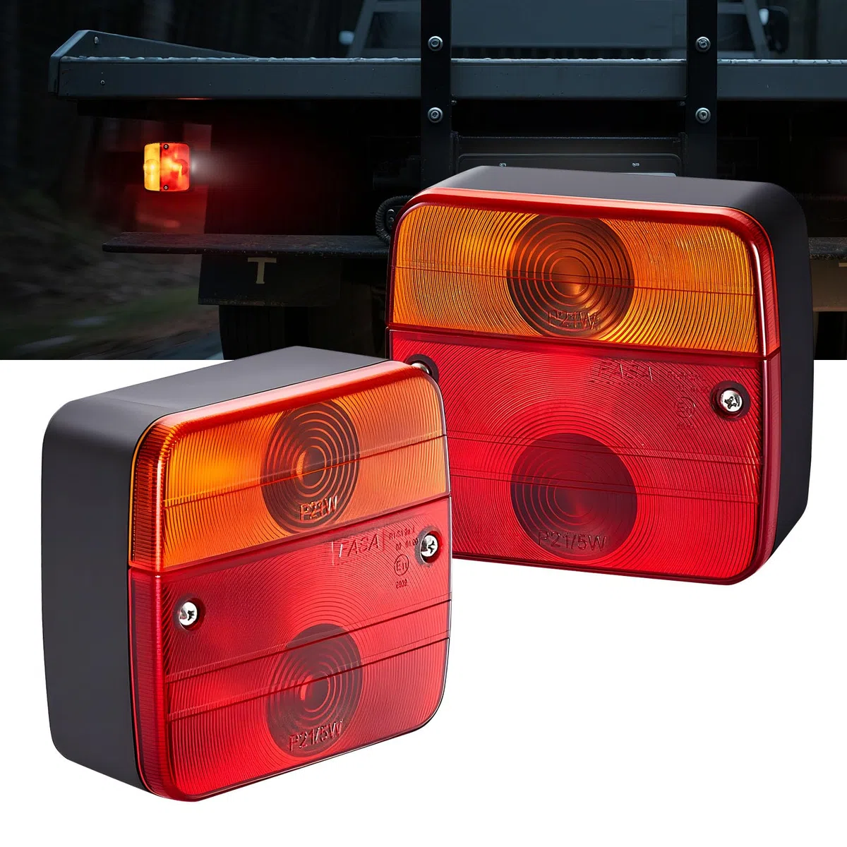 VEVOR Juego de 2 Luces para Remolque, con 4 Modos de Luz de Freno, Giro, Trasera y Matrícula, Impermeables y a Prueba de Polvo, con Cable, Apto para Camión, Barco, Autocaravana, 103 x 95 x 51 mm