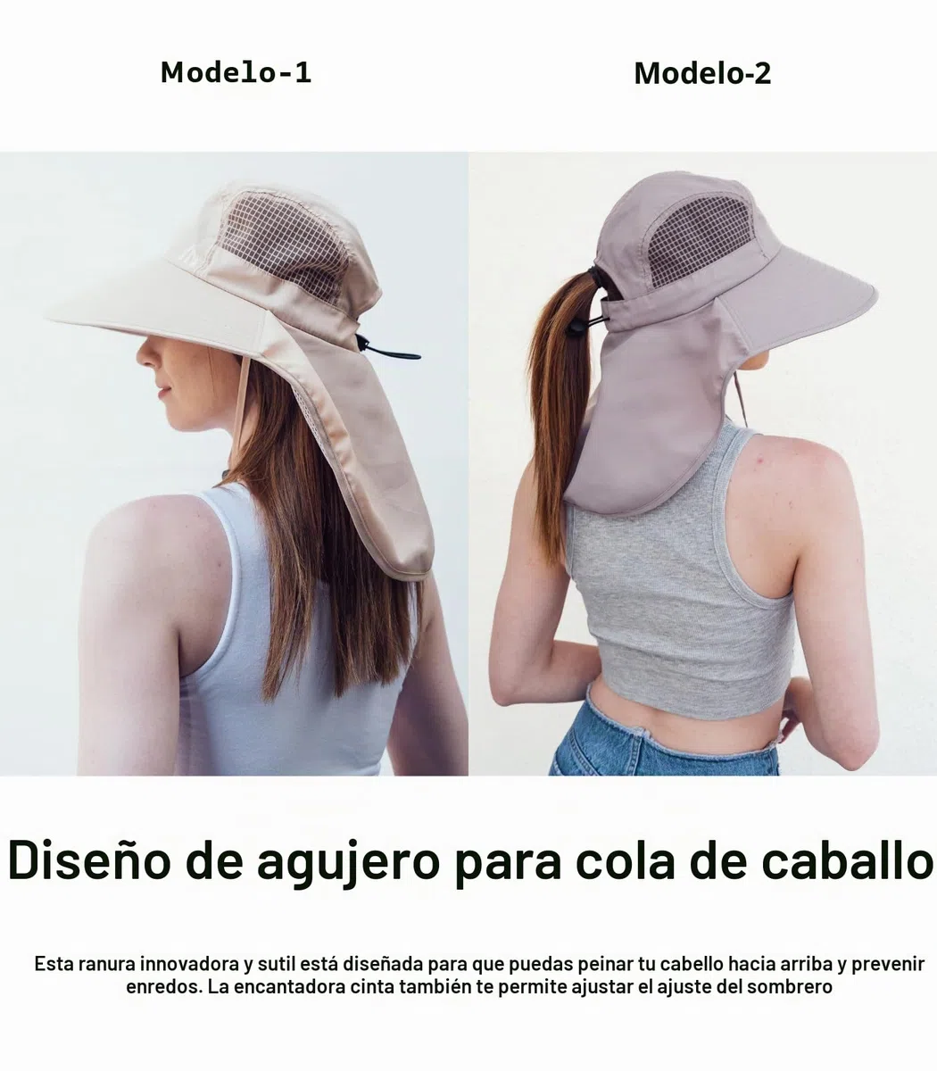 Sombrero de sol para mujer, borde ancho, sombrero de protección solar, sombrero de verano para mujer, UPF50, gorro de pescador con solapa grande