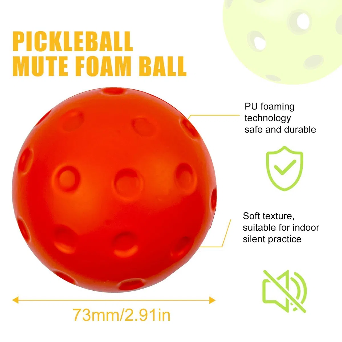 Genérico 3 Pack Foam Pickleballs, Quiet Pickleball Balls, 74mm,Quite Warm Up,High-Visibility, Soft,Lightweight,74mm Sports Ball Accessories,for Yards Lawns Gyms