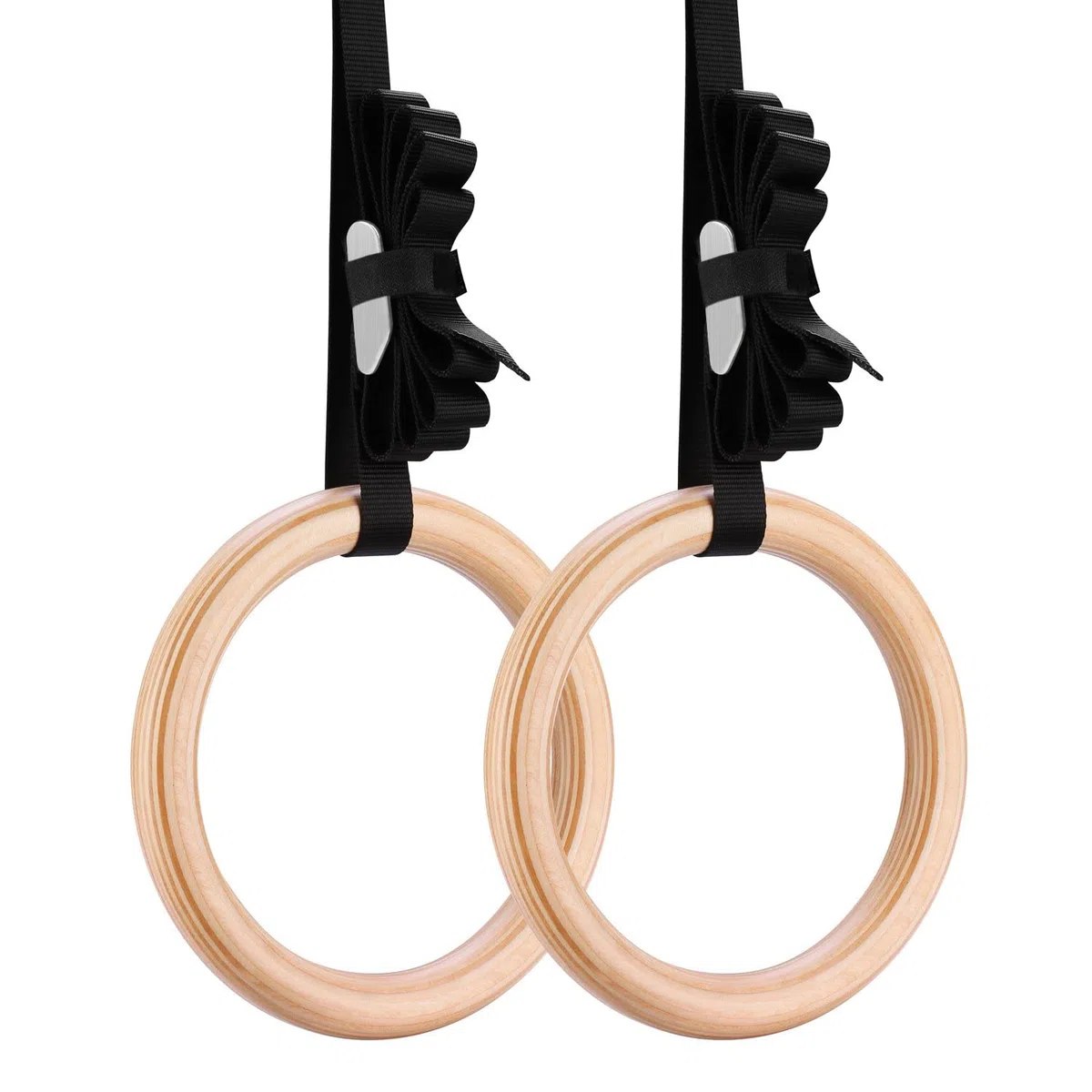 Anillos de Gimnasia, Madera Anillos Olímpicos con Correas de Hebilla Anillos de Gimnasio para Entrenamiento de Fuerza, Crossfit, Dominadas y Dips