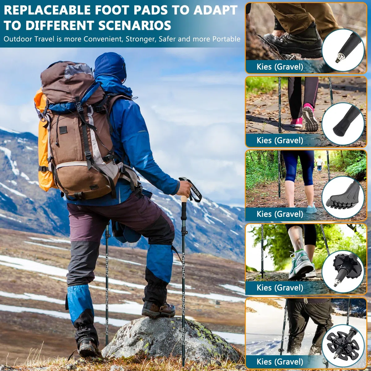 Bastones de Senderismo Bastones Trekking Plegables, 2pcs Bastones Trekking Carbono e Alluminio Plegables, Ligero de Aluminio 7075,Ajustar la Longitud 108-139CM,Nordic Walking,Caminar, Montaña