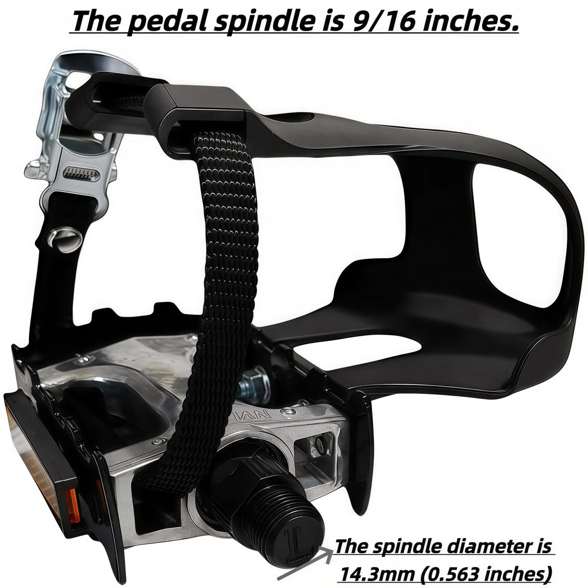 YBEKI Pedales de bicicleta Pro-Grade con clips ajustables para los dedos y correas para los pies, eje de 9/16 pulgadas, apto para Peloton, Schwinn, Sunny, Spinning, Mountain Bike y bicicleta de