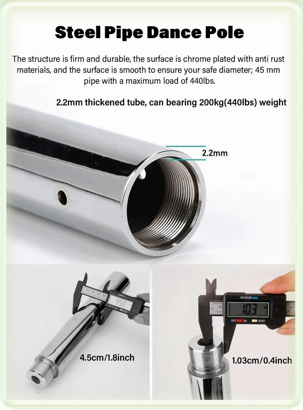 AviiSo Barra Pole Dance para el hogar con Techo Alto de 2,24 m-3,8 m, Kit de Poste de Baile estático Giratorio de 45mm, Ejercicio físico para Principiantes, Carga 200kg (Color : Silver, Size : 2.7M-