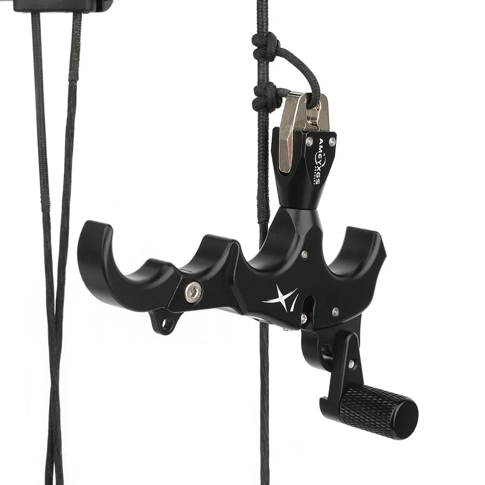 SHARROW Disparadores de Tiro con Arco Thumb Release Aids Arco Compuesto 3 o 4 Dedos Intercambiables Aluminio Ayuda de Liberación con Metal D-Loop para Caza