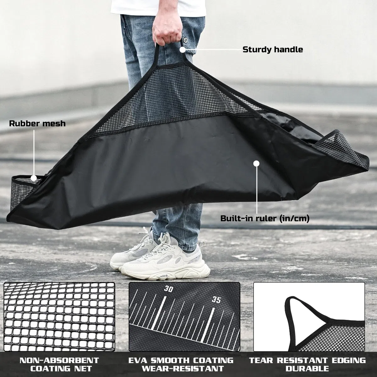 Bolsas de Pesca Plegables,Bolsas de Pesaje de Pesca,120x65cm,con Cinta Métrica de Pesca, Impermeables con PVC,Adecuadas para Lubinas,Carpas,Bagres