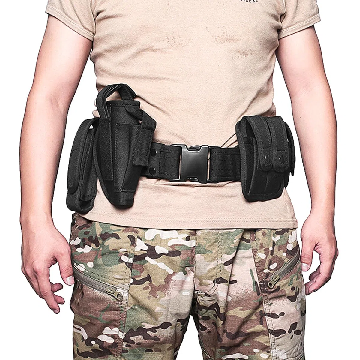 Cinturón táctico Cinturón de Servicio policial con Bolsa para cinturón táctico Bolsa para antorcha Componentes Funda para aplicación de la Ley Seguridad Caza