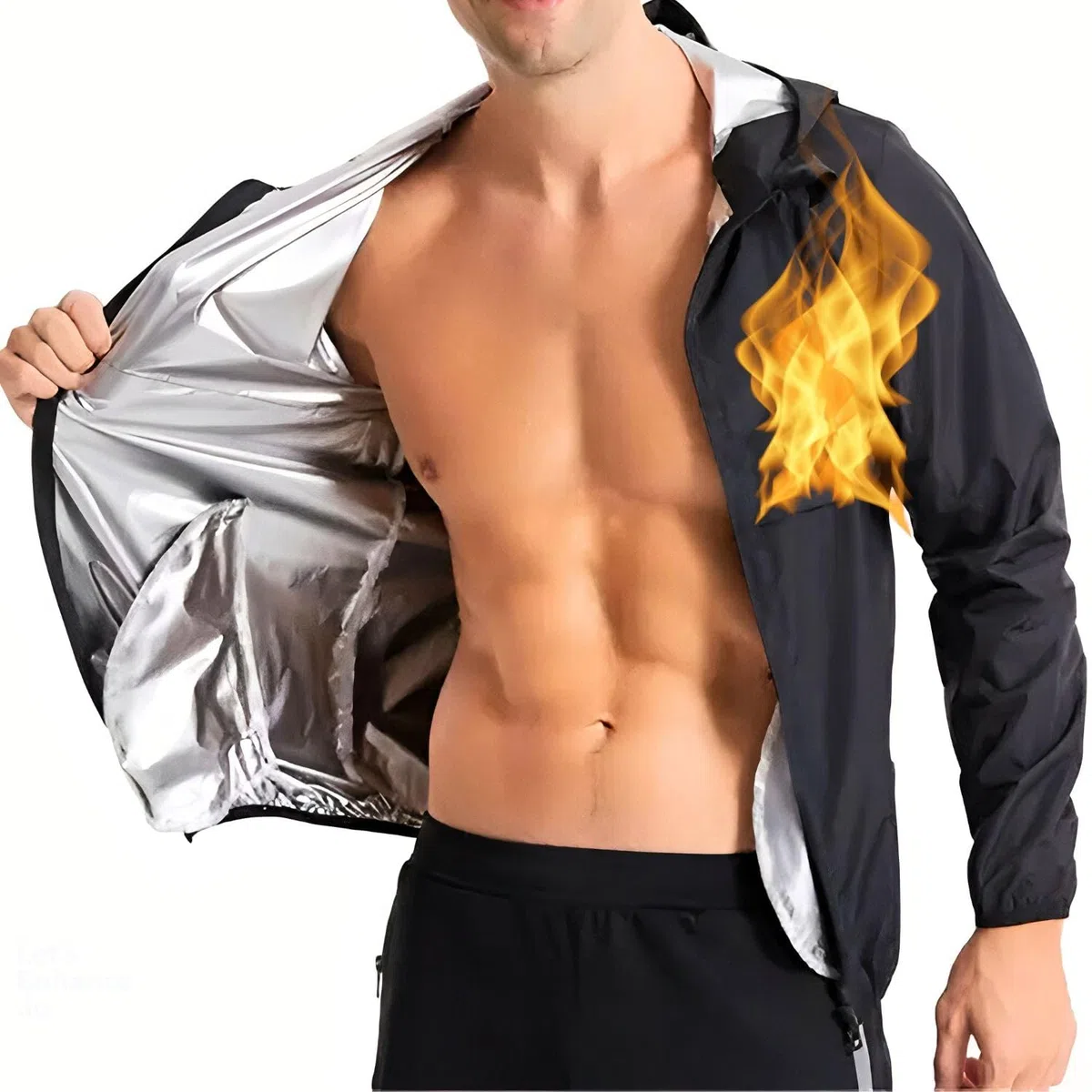 Chaqueta Top Sauna Suit Sudadera Sudar Adelgazante Reductoras Capucha Bolsillos Cremallera Manga Larga Ejercicio Ropa Deportiva Entrenamiento Hombre