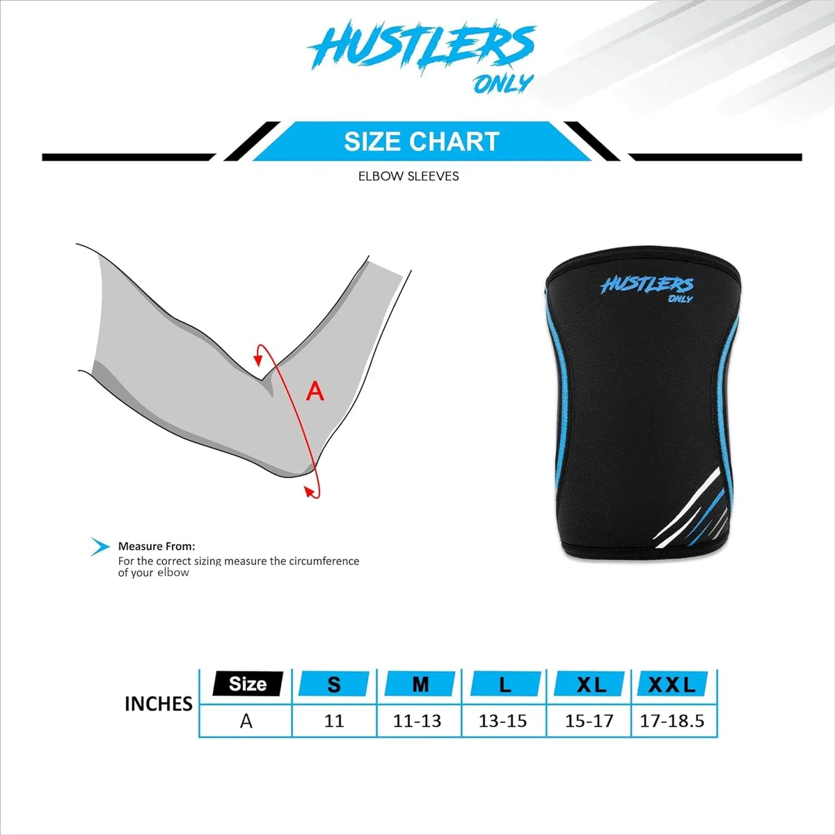 Hustlers Only 7mm Elbow Sleeves For Weightlifting, Gym Workout, Powerlifting, Fitness & Training (S, Black)