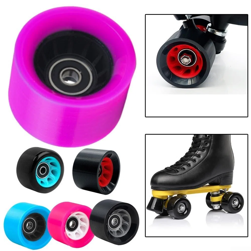 Juego de 8 ruedas para patines de 58 mm de diámetro con opciones de ancho de 32 mm y 39 mm para patines de cuatro ruedas con rendimiento de rodamiento suave en parques de asfalto (azul (azul (90A))