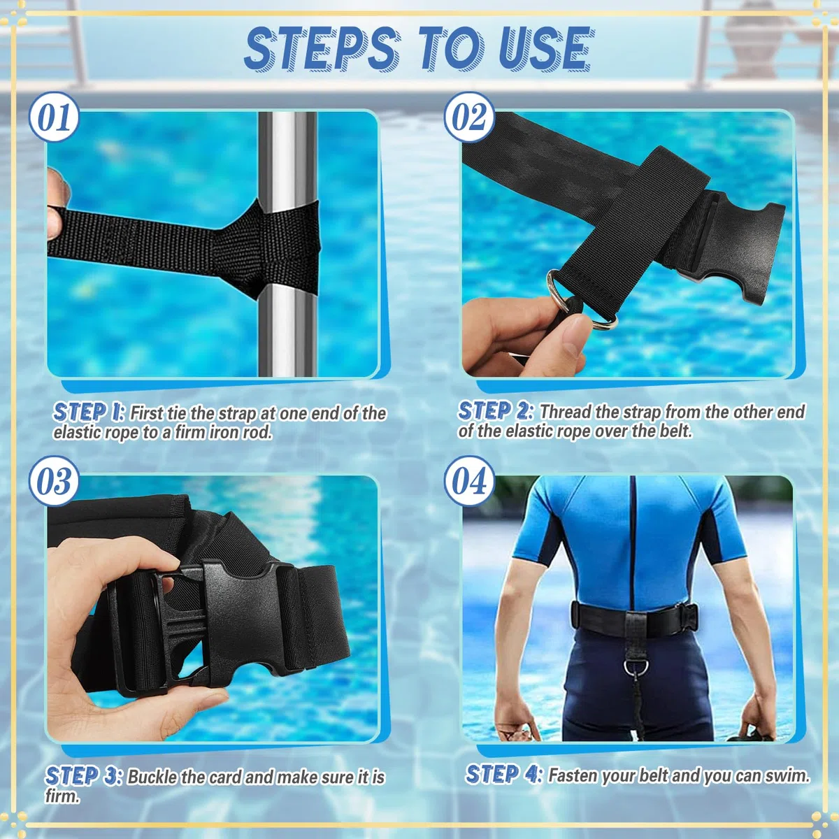 Kit Entrenamiento Natacion Profesional, FainFun 2.5~7.5M Arnés Nadar Piscinas Pequeñas, Paracaídas de Natación, Cinturon Natacion Adulto,para Entrenamiento de Resistencia Velocidad