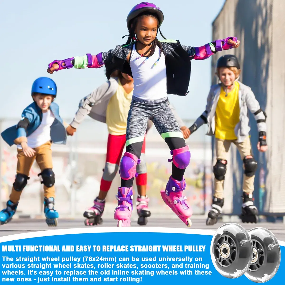 PORFOYO Ruedas para patines en línea, 8 unidades, 76 mm, ruedas universales de poliuretano para todo tipo de patines (76 mm)