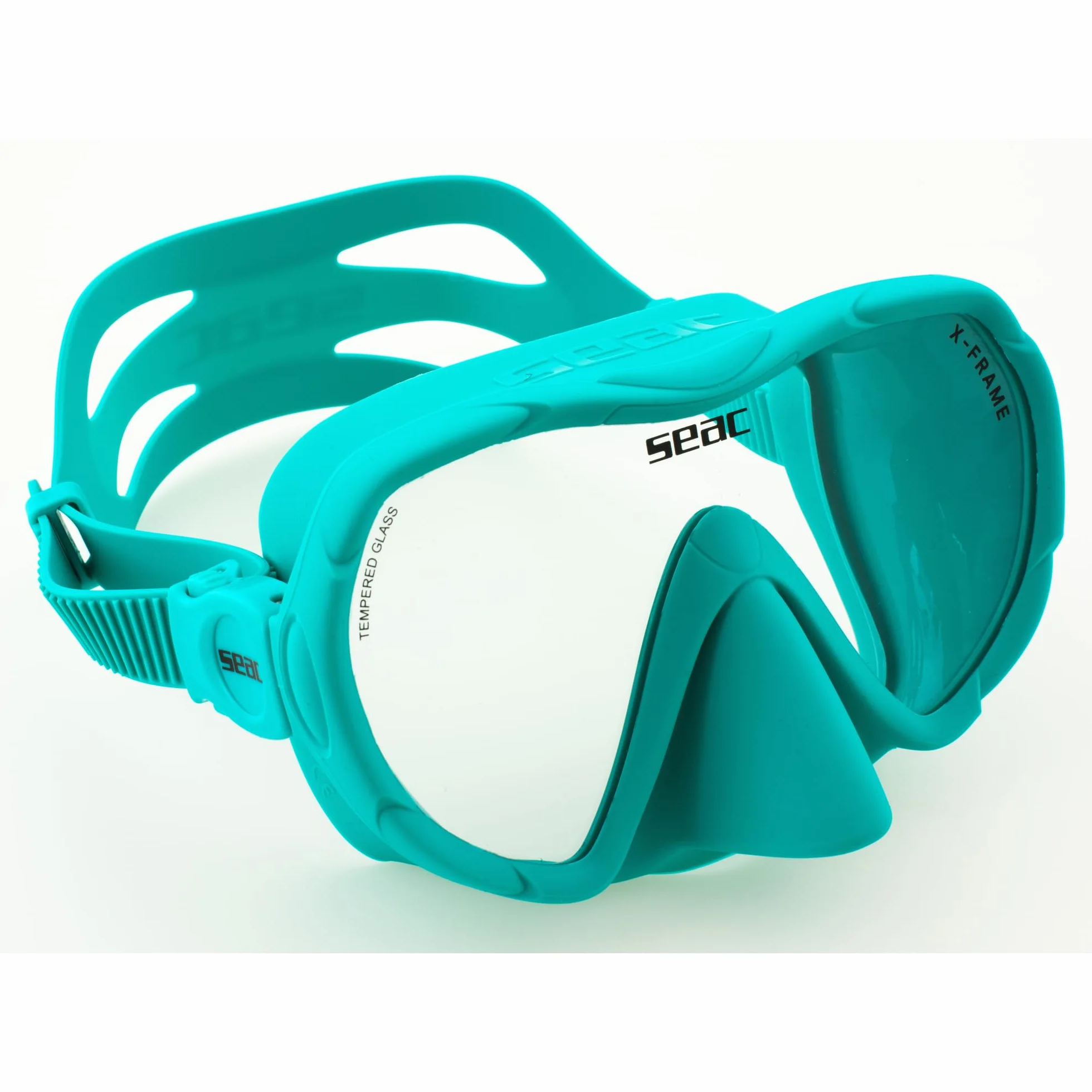 SEAC Set bis X-Frame Dry - Set de Snorkel para Adultos con Máscara sin Marco Monolente de Vidrio Templado y Tubo Dry Top | Silicona, Válvula de Purga y Boquilla Ergonómica para Buceo y Snorkel