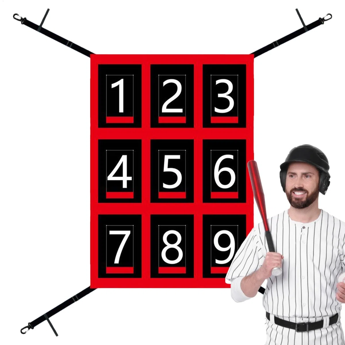 Red de lanzamiento de béisbol, red de lanzamiento, Targeto de bateo de práctica de softbol, Objetivo de red de béisbol ajustable con zona de ataque, equipo de entrenamiento de lanzadores de softbol pa