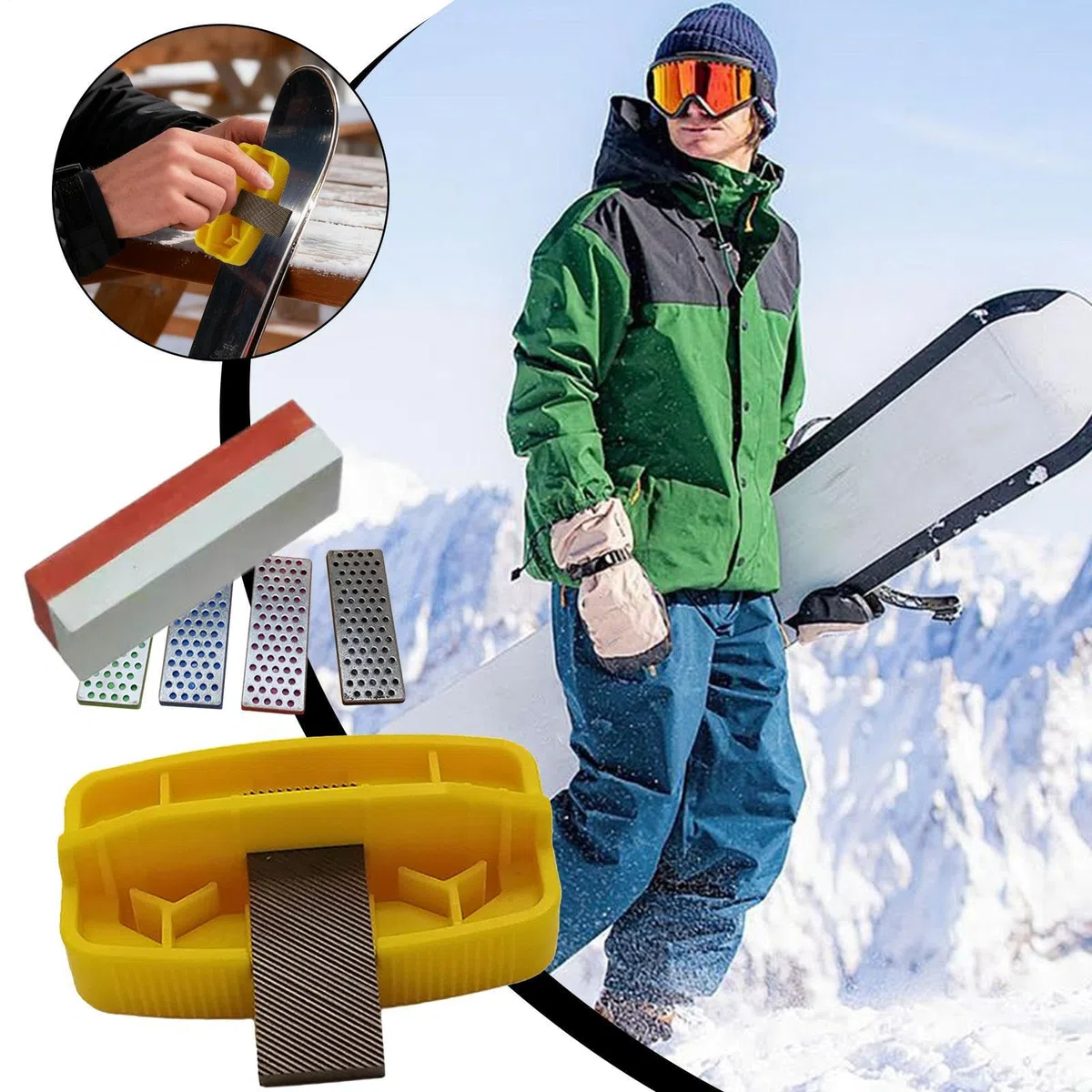 Afilador De Cantos para Esquí,Juego De Afilado Ergonómico En Aleación - Herramientas para Mantenimiento de Esquís,Kit Unisex para Deportes De Invierno Y Actividades Familiares Al Aire Libre