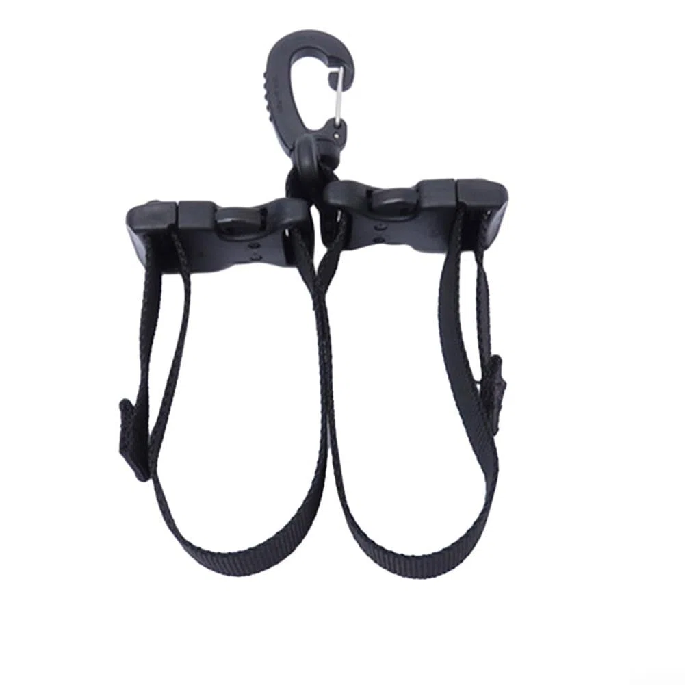 Correa de sujeción de aletas de buceo con clips ABS de doble hebilla y gancho de metal para colgar, soporte ajustable de liberación rápida para una fijación segura de la aleta en el equipo