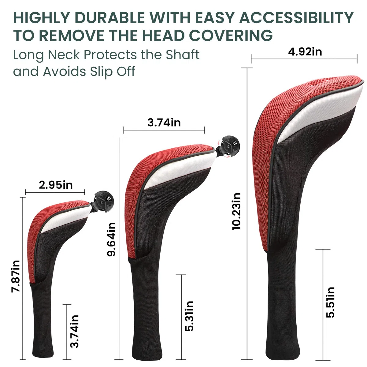 FINGER TEN Fundas para cabeza de palo de golf para palo de golf, cubierta larga, híbrida, Fairway, fundas para cabeza con etiqueta intercambiable con número de etiqueta intercambiable, ajuste
