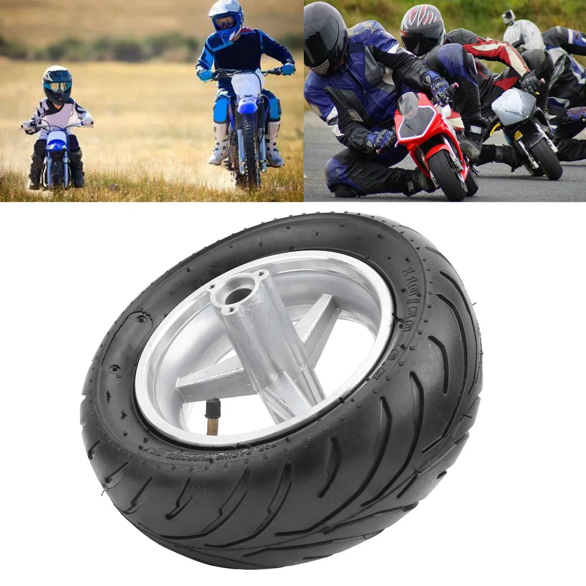 Neumático Trasero para Pocket Bike con Llanta Antideslizante - Reemplazo de Alto Rendimiento para Motos de 47cc 49cc