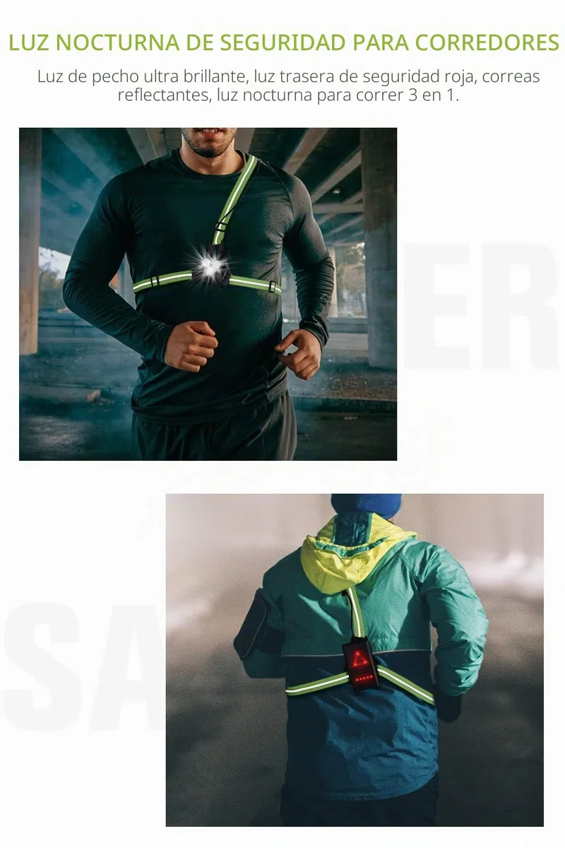 DAWINSIE Luz para Correr Running con Recargables USB Impermeable, Luz Led Frontal Correr, Lámpara 3 Modos, con Cinta Reflectante, Liviano, Cómodo e Ideal para Trotar, Competir