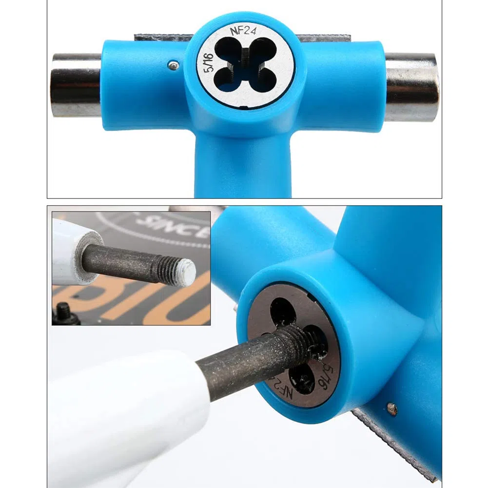 Skate Herramientas, T Herramienta Accesorio Todo en Uno Multifuncional Portátil T-tool Skate Herramientas con T-Tipo Llave Allen L-Tipo