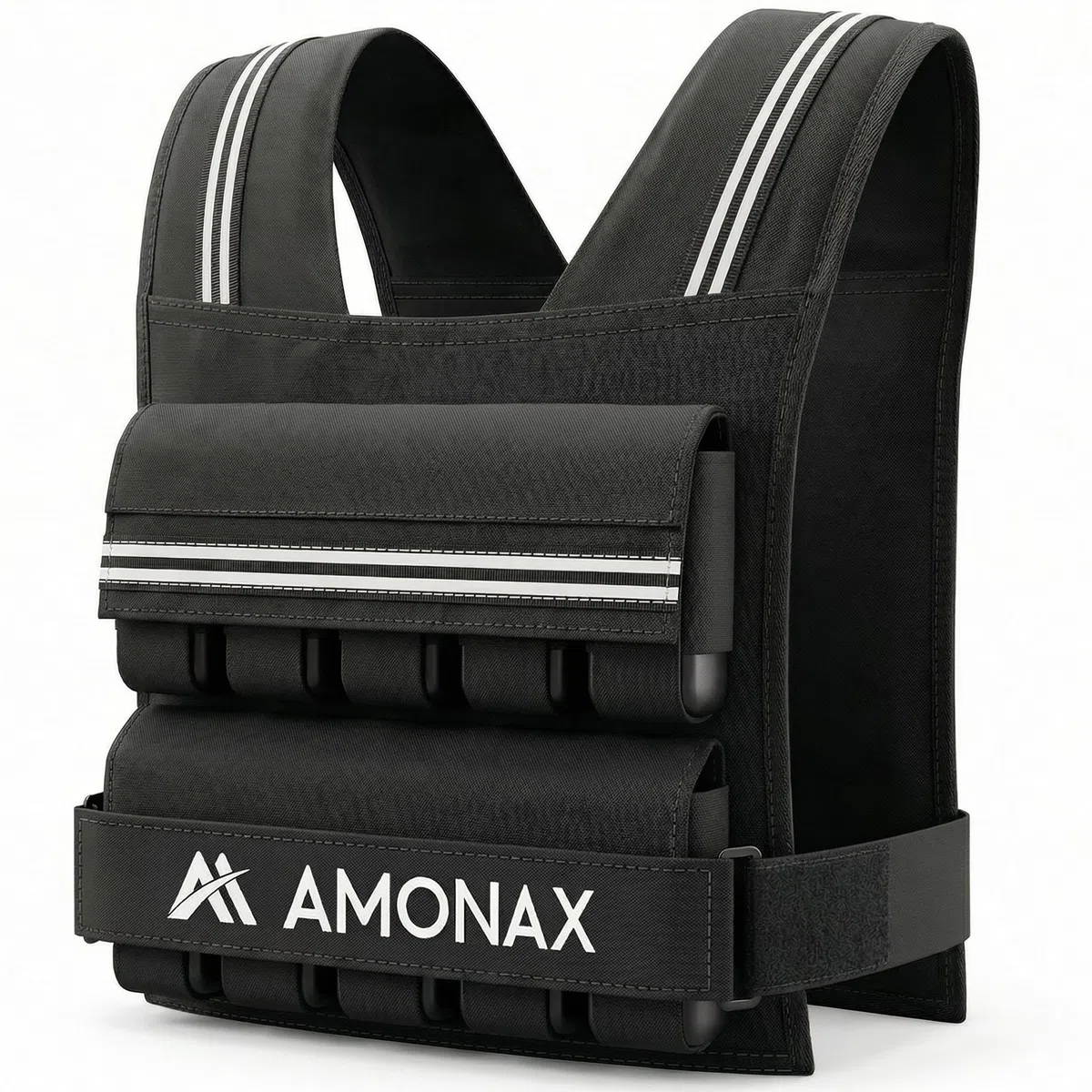 Amonax Chaleco Lastrado 10kg / 20kg / 30kg, Chaleco Peso Entrenamiento Ajustable para Mujer y Hombre, con Elementos Reflectantes, Chaleco con Peso para Running, Caminar y Fitness