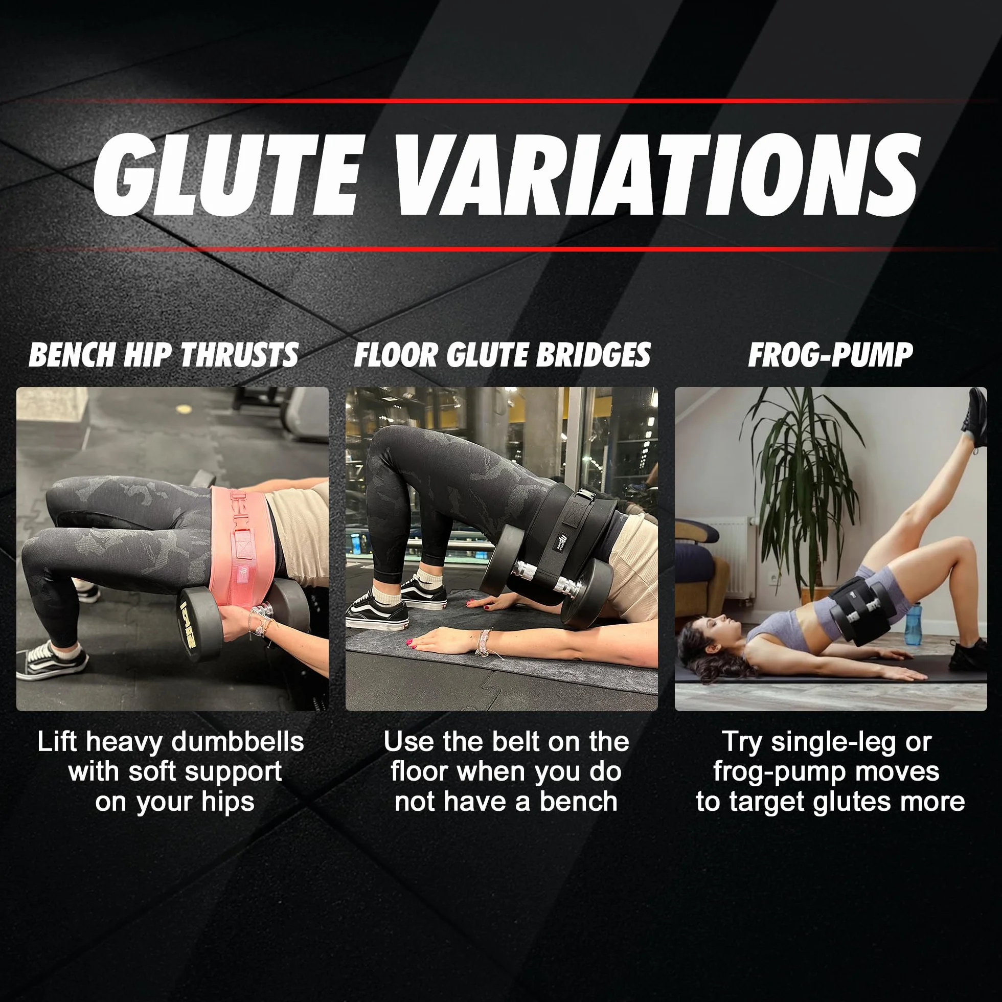 Cinturón Para Hip Thrust Con Carga Hasta 30 kg Por Lado, Cinturón Para Mancuernas y Pesas Rusas Para Ejercicios de Glúteos, Puente de Glúteos, Plancha y Flexiones, Unisex