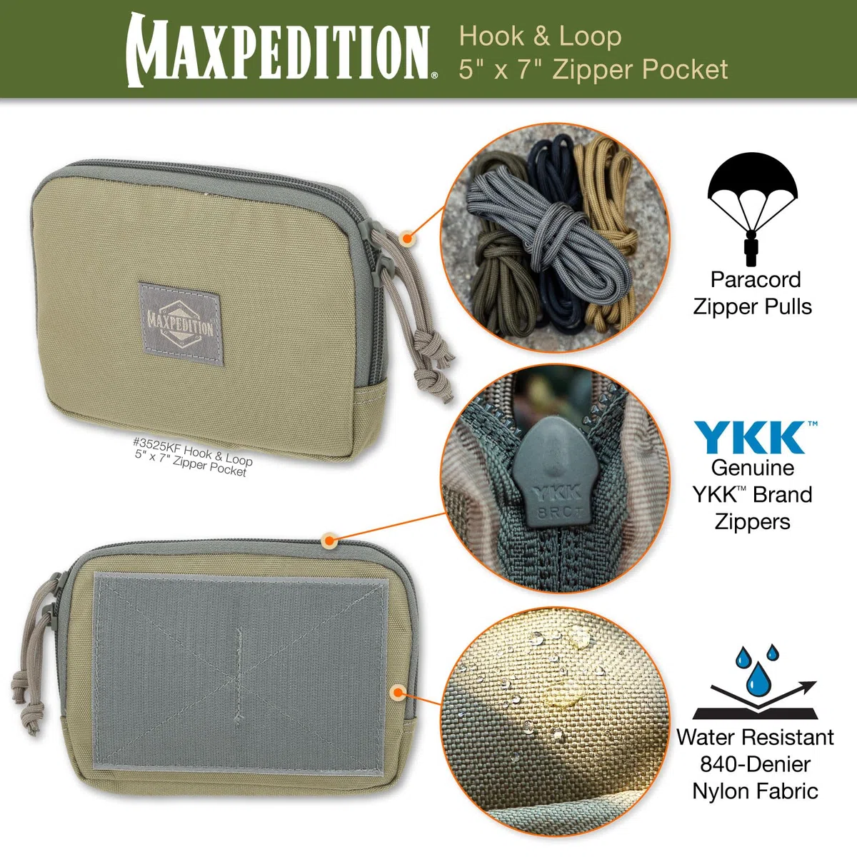 Maxpedition Hook & Loop 5 x 7 Zipper Pocket