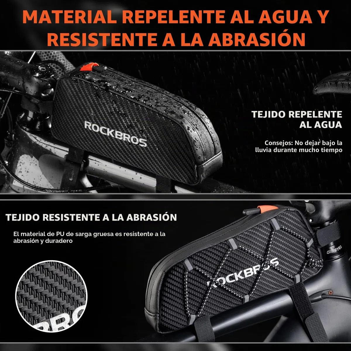 ROCKBROS Bolsa Manillar de Bicicleta, Bolsa Móvil de Tubo Superior para MTB Bicicleta Carretera Ciclismo