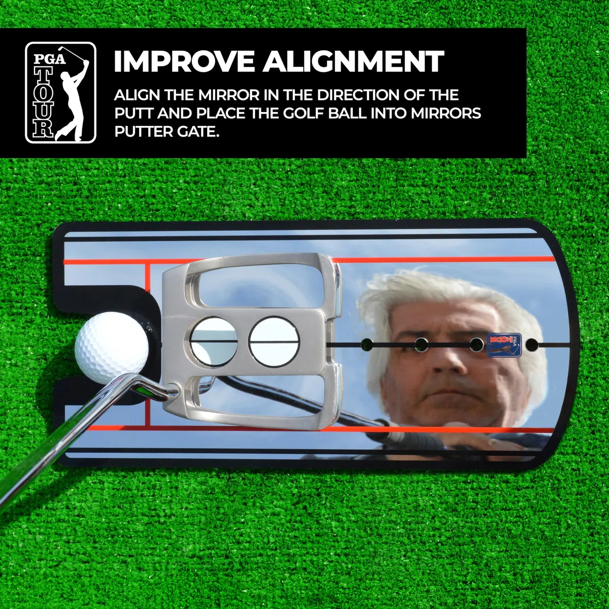 PGA TOUR - Espejo para Putts de Golf, 4 Vistas Azul