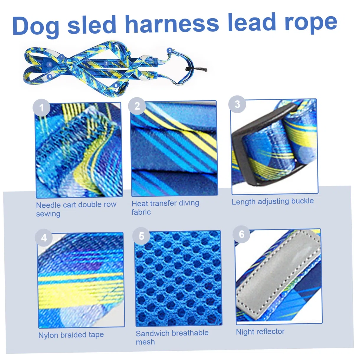 Arnés de trineo de perros cómodo arnés de pernése de trineo de trineo ajustable con tira reflectante Arnés de trineo de perros transpirable para tirar de ocho arnés de tirar para perros medianos arne