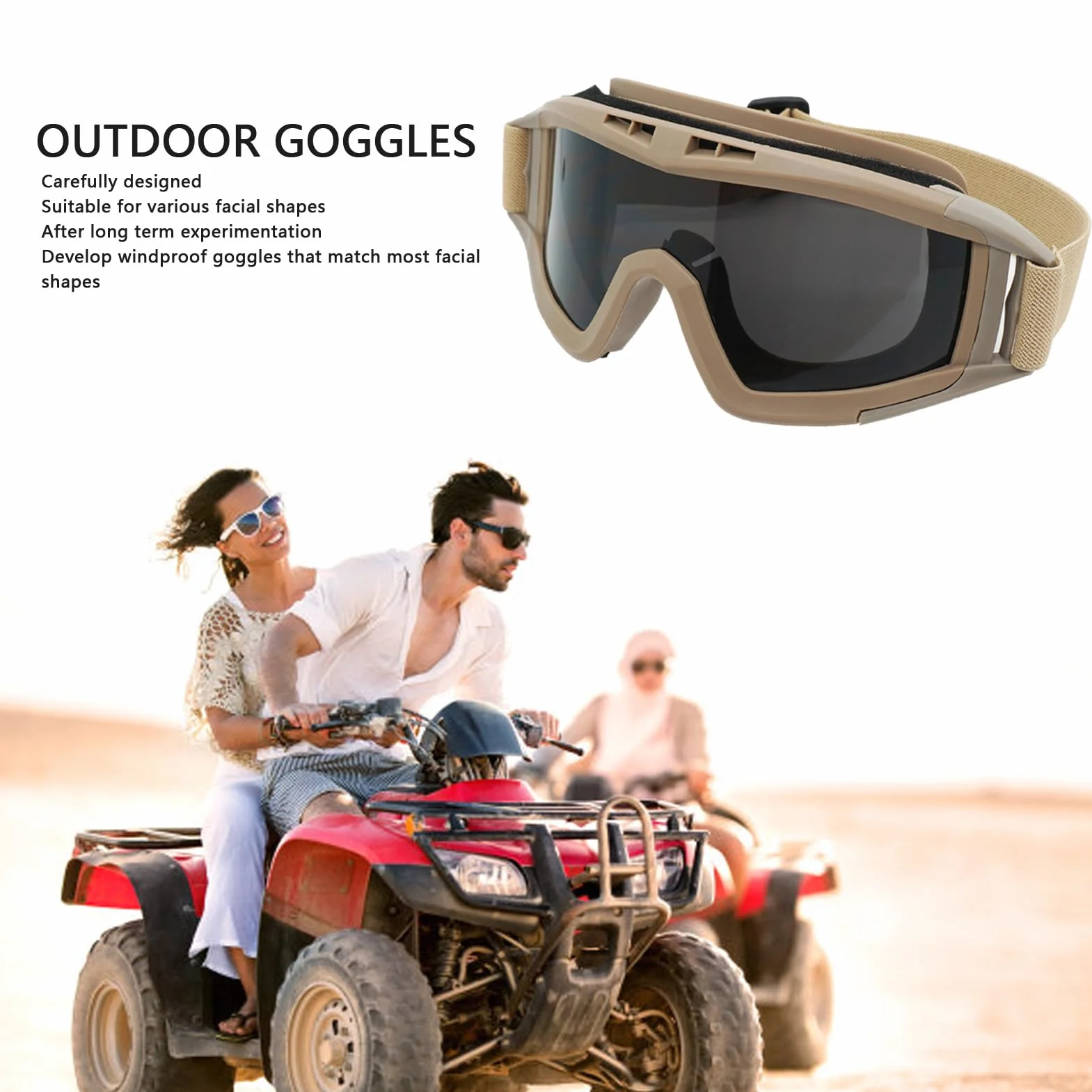 RiToEasysports Desert Locust Goggles, Khaki Desert Locust Gafas a Prueba de Viento a Prueba de para Motocicletas Al Aire Airsoft Goggles con 2 Lentes para Hombres, Mujeres y Adultos