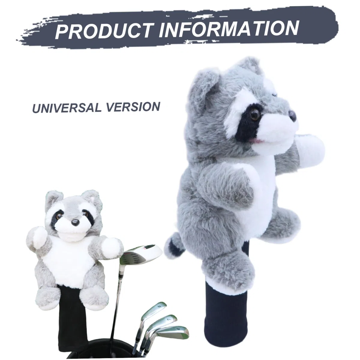 Jorzer Divertidas Fundas para Palos de Golf, adorables Fundas de Peluche de Mapache para Palos de Golf, Suaves para Driver para Hombres y Mujeres..