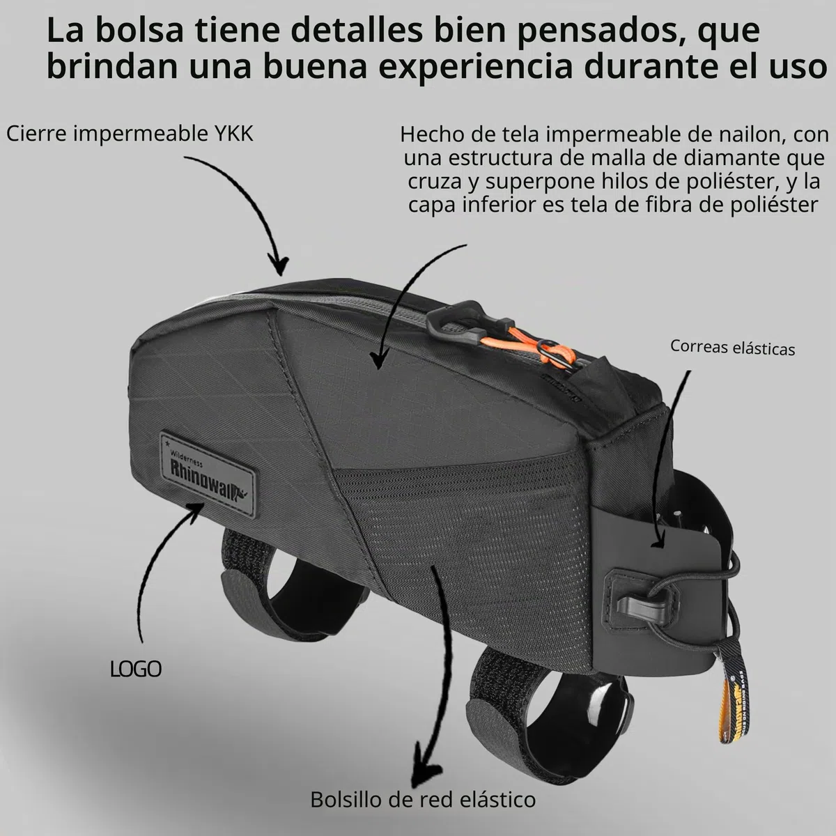 Rhinowalk Bolsa Impermeable para Cuadro de Bicicleta - Tubo Superior, Triángulo para Bicicleta de Montaña y Carreras con Accesorios