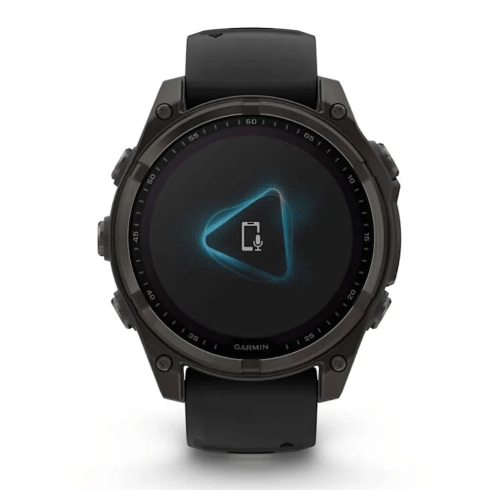 Garmin Fenix 8-47 mm, AMOLED, Saphir, Carbongrau, DLC Titan mit schwarz/kieselgrauem Silikon