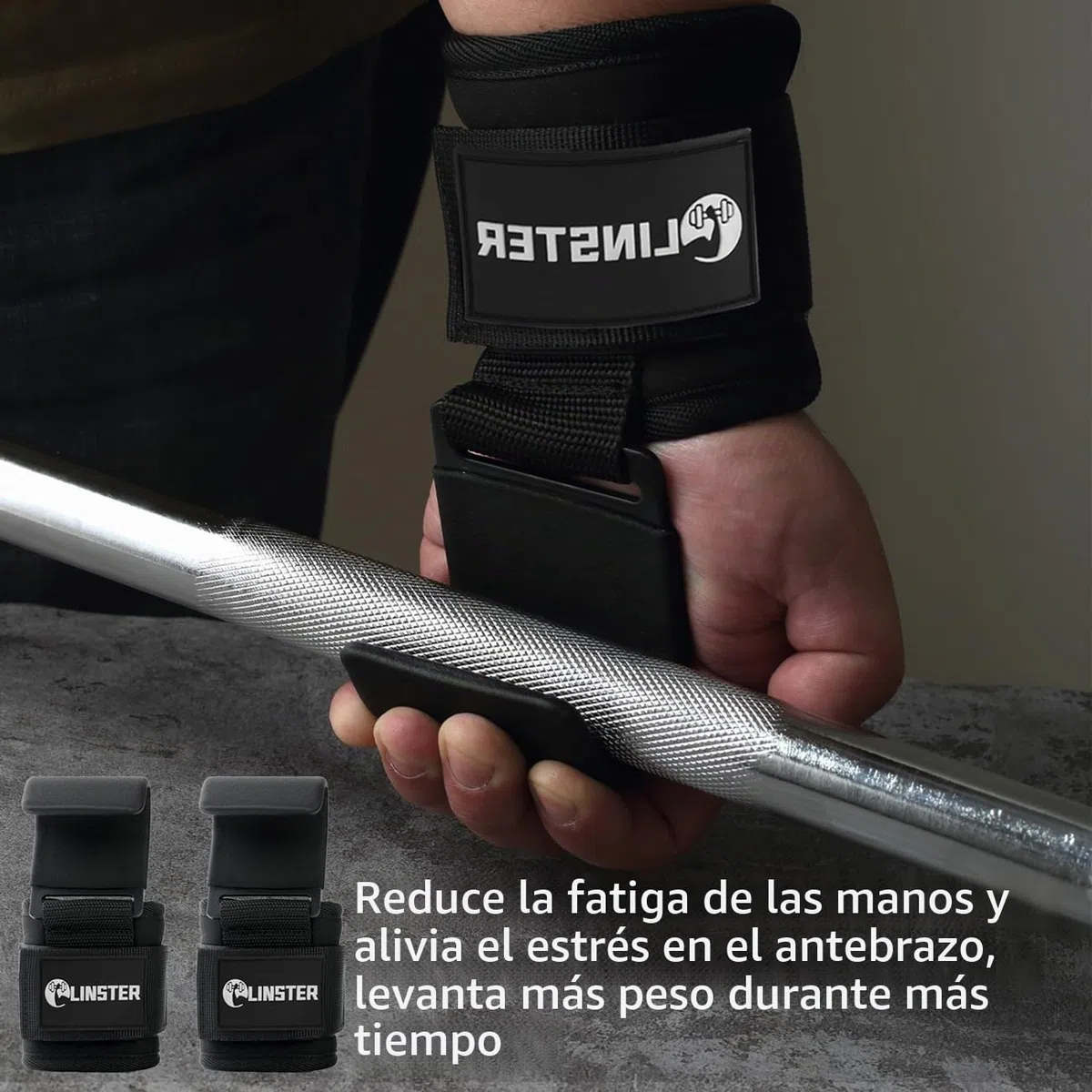 Levantamiento Peso Gancho Correas de Agarre (Par), Neopreno Acolchado 9 cm de ancho, Levantamiento de Potencia y Dominadas, Gimnasio Muñequeras para Levantamiento de Pesas para Hombres y Mujeres