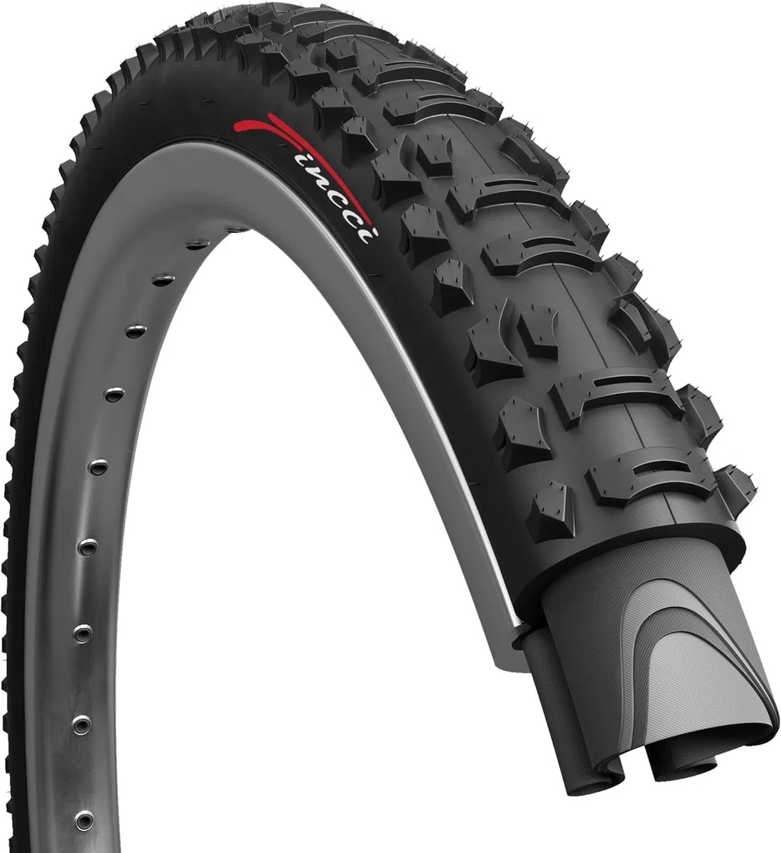 Fincci Cubierta MTB 26 - Plegable Neumático Bicicleta 26 x 1.95 Pulgadas 60 TPI Gomma 50-559 para Carretera Bici, MTB Ebike, Montaña Hibrida Bici - Componentes para Ciclismo 26